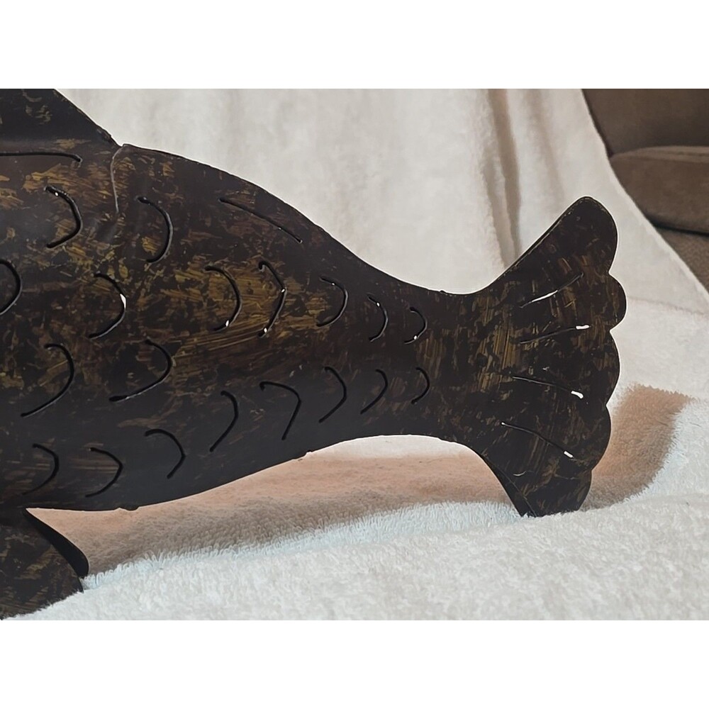 Vtg Metal Fish Tealight Candle Holder 13.5" Long - Picture 4 of 9